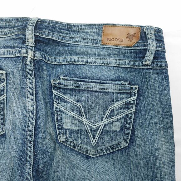 Vigoss Capri Jeans Distressed Rise Blue Denim Juniors Size 9 - Picture 9 of 13